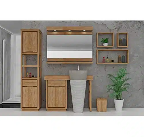 Meilleur meuble double vasque salle de bain Teck